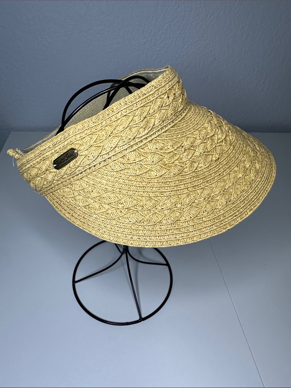 Sun and Sand Woven Straw Visor Hat in Natural Beige Sun Protection Beach Hat